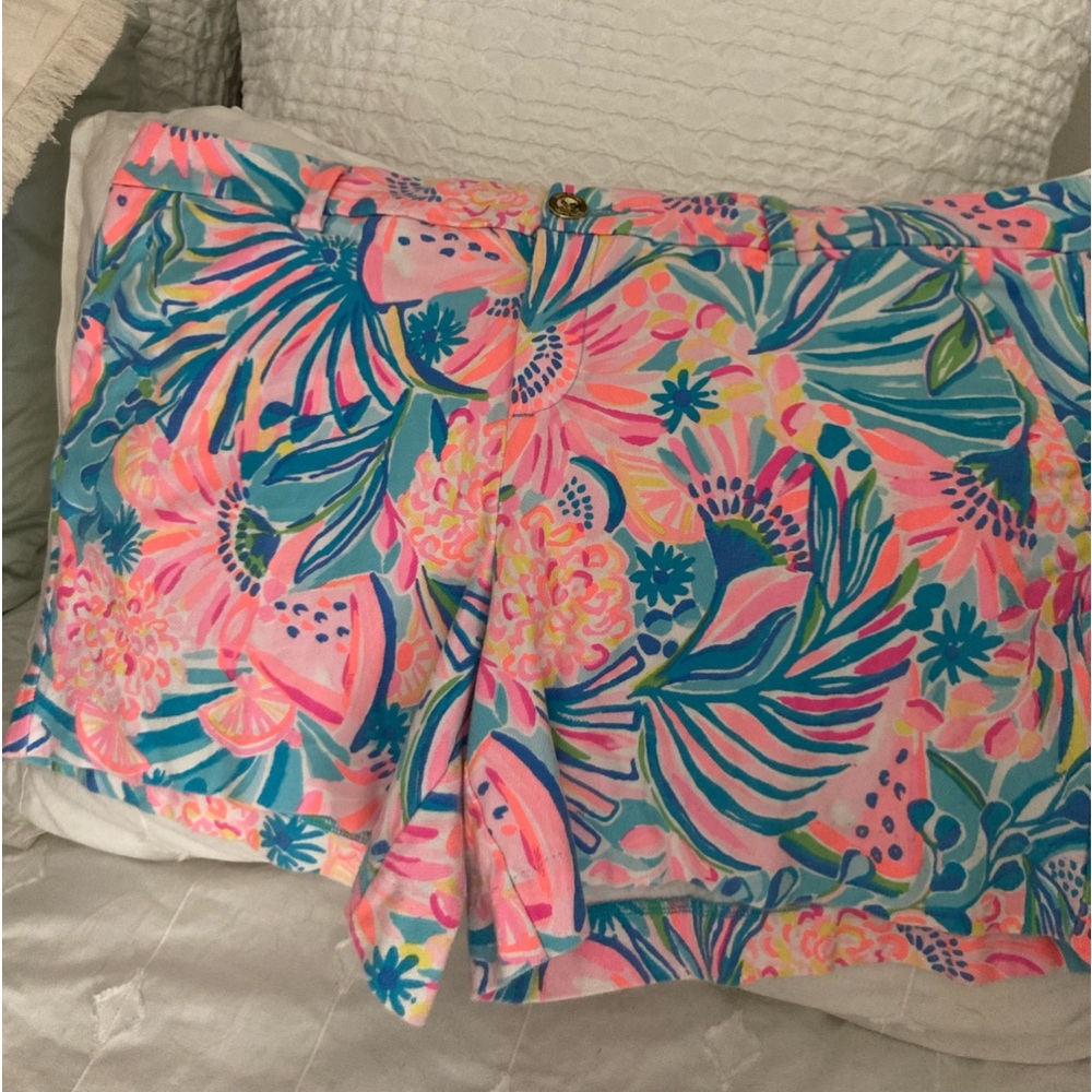 GUC Lilly Pulitzer Tropical Punch Knit Callahan Shorts Fruit Pattern Size 16